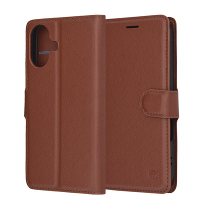 Tok Apple iPhone 17-hez, Techsuit, Leather Folio, Barna