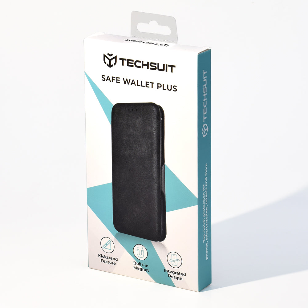 Techsuit Safe Wallet Plus tok Apple iPhone 17-hez, Fekete