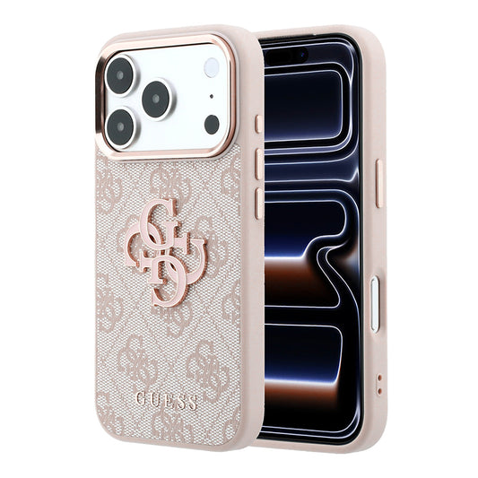 Tok Apple iPhone 18 Pro / 17 Pro-hoz, Guess, 4G Nagy Gyanta Logó, Rózsaszín