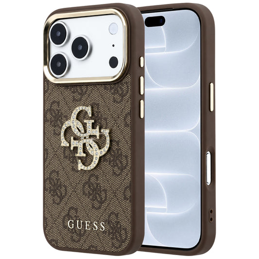 Tok Apple iPhone 18 Pro / 17 Pro, Guess, 4G Nagy Strassz Logó, Barna