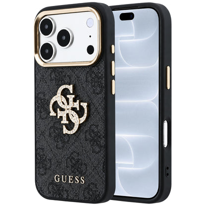 Tok Apple iPhone 18 Pro / 17 Pro, Guess, 4G Nagy Strassz Logó, Fekete