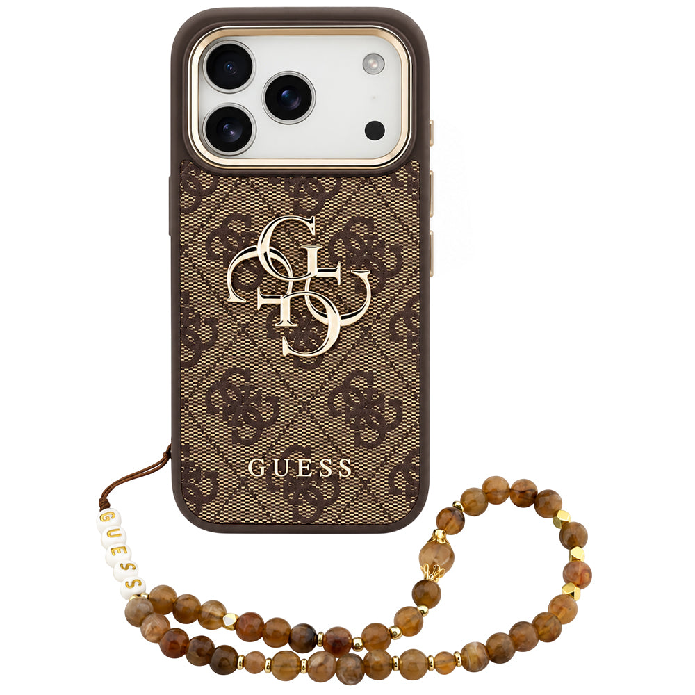 Tok Apple iPhone 18 Pro / 17 Pro készülékhez, Guess, 4G Classic Logo with Strap, aranybarna