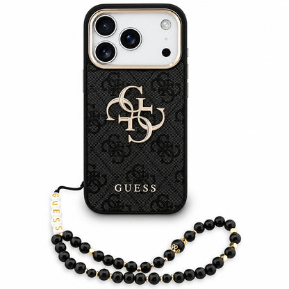 Tok Apple iPhone 18 Pro / 17 Pro-hoz, Guess, 4G Classic logóval és pánttal, Fekete Arany
