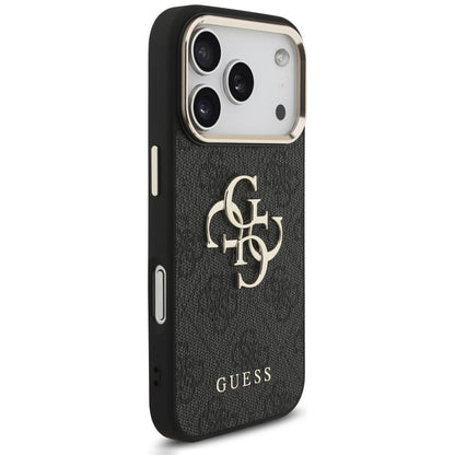 Tok Apple iPhone 18 Pro / 17 Pro-hoz, Guess, 4G Classic logóval és pánttal, Fekete Arany