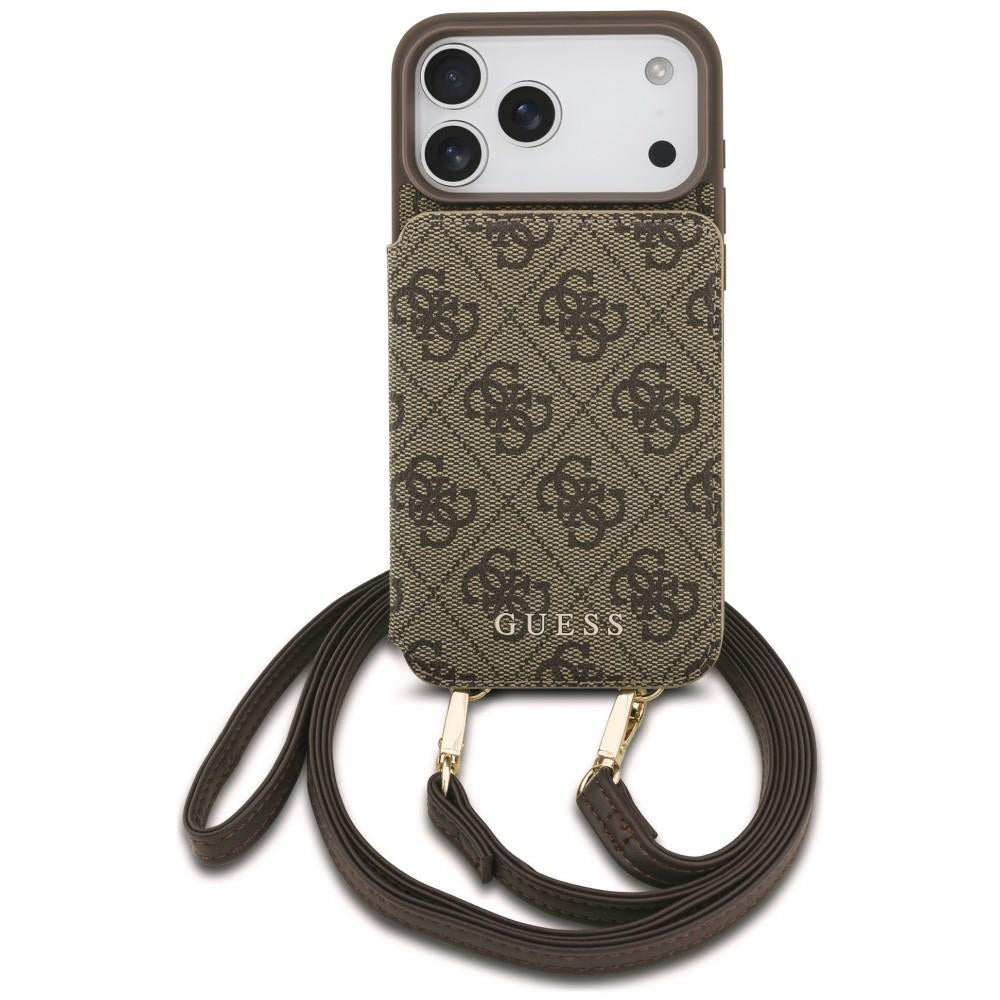 Case for Apple iPhone 18 Pro / 17 Pro, Guess, 4G Crossbody Cardslot, Brown