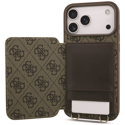 Tok Apple iPhone 18 Pro / 17 Pro készülékhez, Guess, 4G Crossbody Cardslot, barna