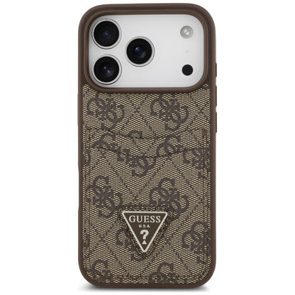 Case for Apple iPhone 18 Pro / 17 Pro, Guess, 4G Double Card Triangle, Brown