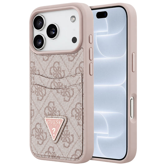 Tok Apple iPhone 18 Pro / 17 Pro készülékhez, Guess, 4G Double Card Triangle, rózsaszín