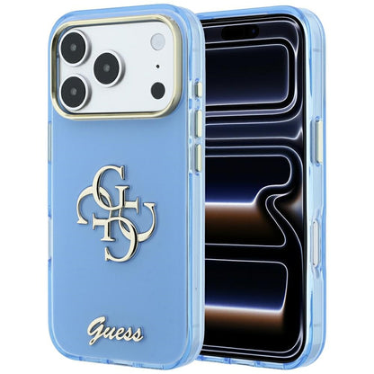 Tok Apple iPhone 18 Pro / 17 Pro-hoz, Guess, IML 4G Fém Script, Kék