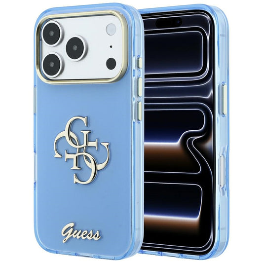 Tok Apple iPhone 18 Pro / 17 Pro-hoz, Guess, IML 4G Fém Script, Kék