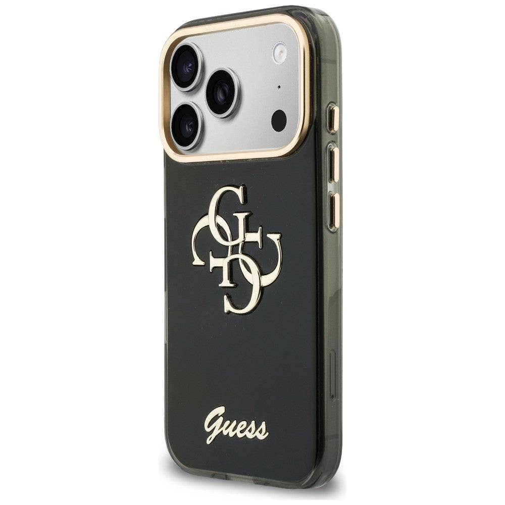 Tok Apple iPhone 18 Pro / 17 Pro-hoz, Guess, IML 4G Metal Script, Fekete