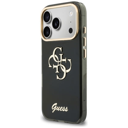 Tok Apple iPhone 18 Pro / 17 Pro-hoz, Guess, IML 4G Metal Script, Fekete