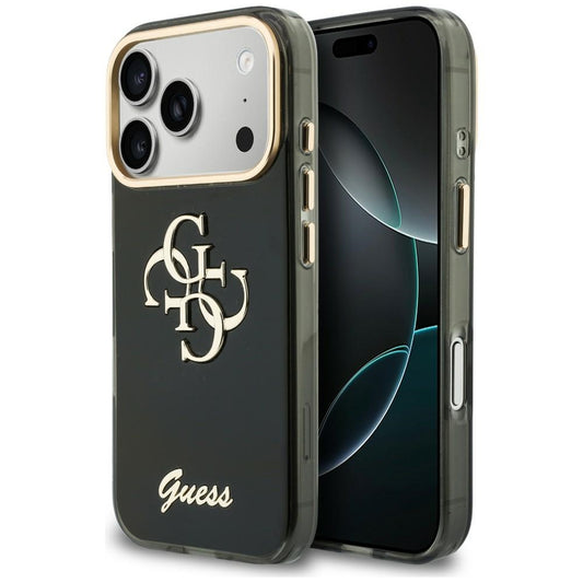 Tok Apple iPhone 18 Pro / 17 Pro-hoz, Guess, IML 4G Metal Script, Fekete