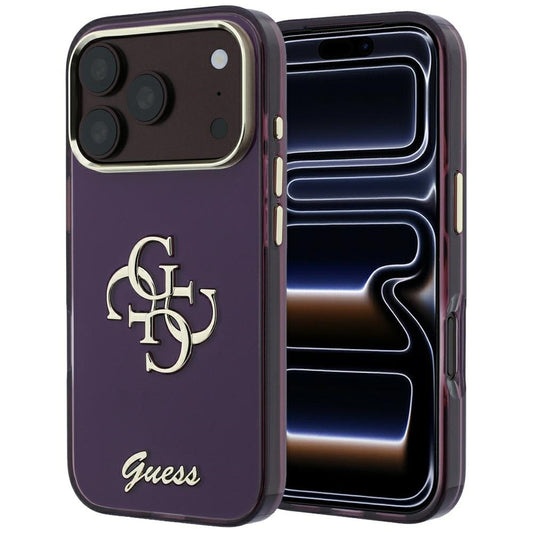 Tok Apple iPhone 18 Pro / 17 Pro-hoz, Guess, IML 4G Fém Script, Bordó