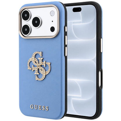 Tok Apple iPhone 18 Pro / 17 Pro készülékhez, Guess, sima nagy strassz logóval, kék