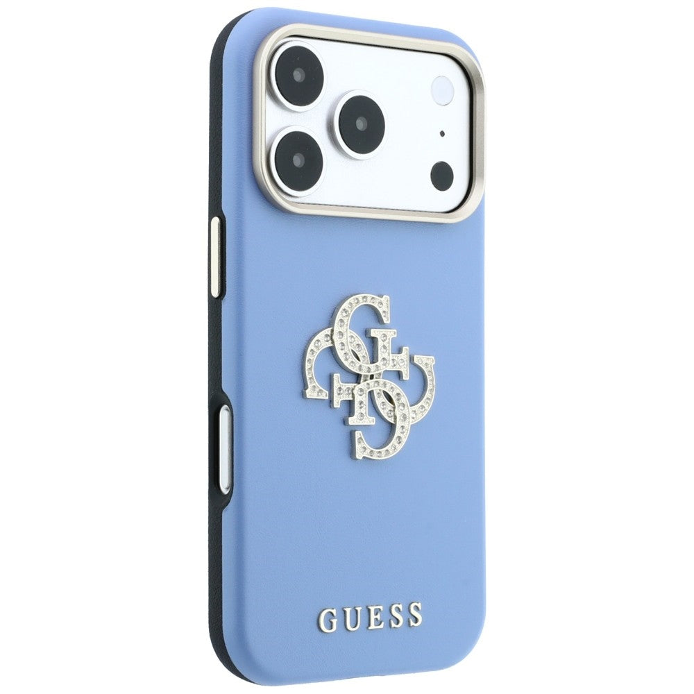 Tok Apple iPhone 18 Pro / 17 Pro készülékhez, Guess, sima nagy strassz logóval, kék