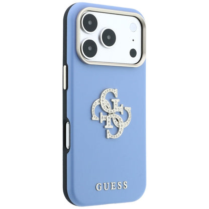 Tok Apple iPhone 18 Pro / 17 Pro készülékhez, Guess, sima nagy strassz logóval, kék