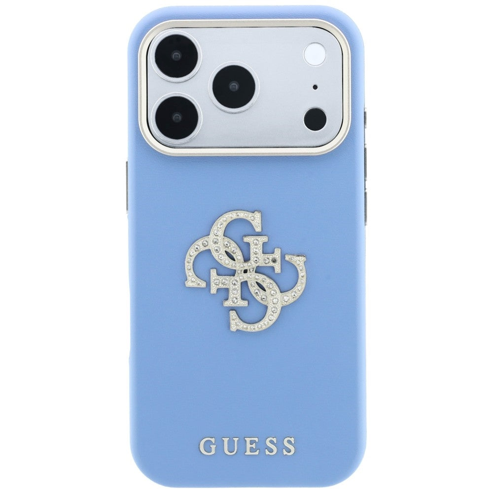 Tok Apple iPhone 18 Pro / 17 Pro készülékhez, Guess, sima nagy strassz logóval, kék
