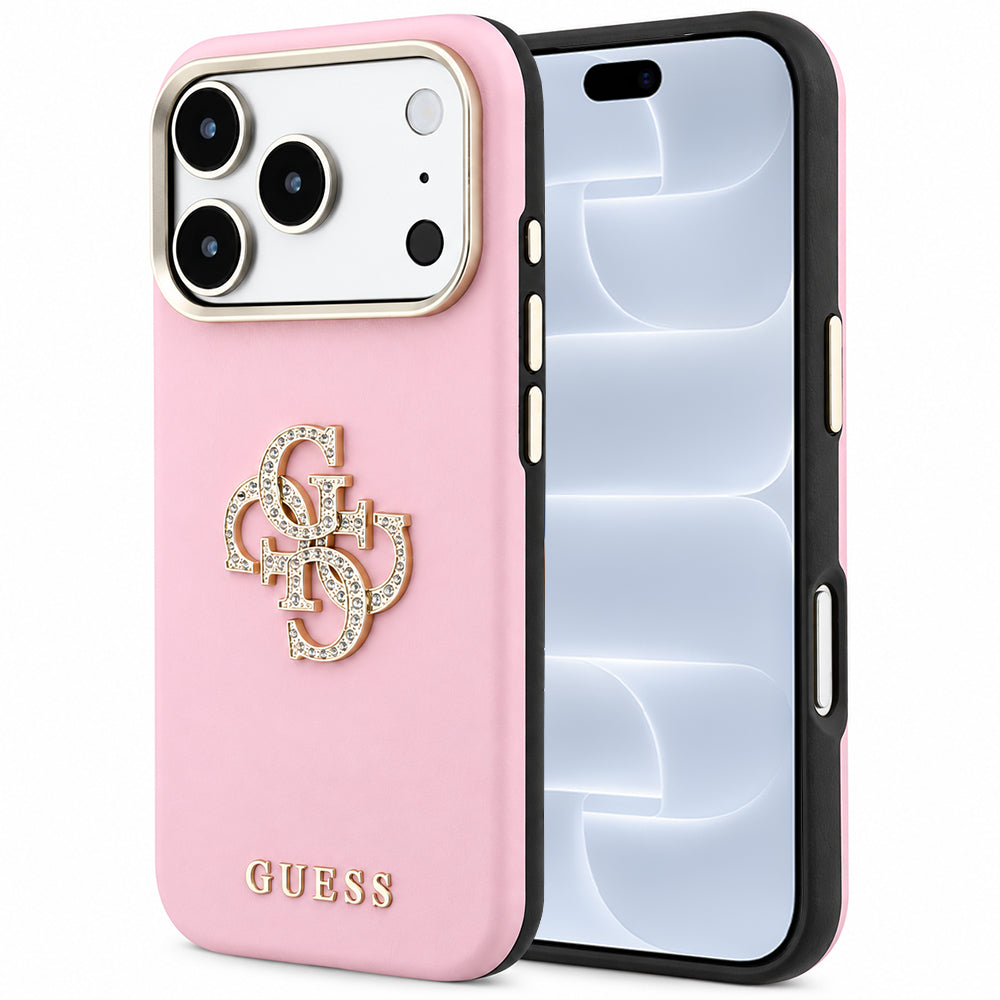 Tok Apple iPhone 18 Pro / 17 Pro készülékhez, Guess, Smooth Big Strass Logo, rózsaszín