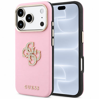 Tok Apple iPhone 18 Pro / 17 Pro készülékhez, Guess, Smooth Big Strass Logo, rózsaszín
