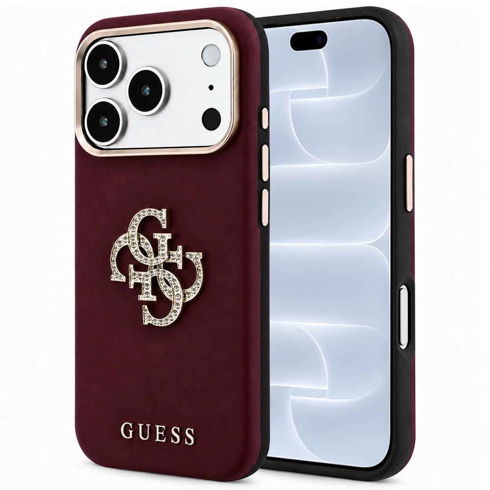 Tok Apple iPhone 18 Pro / 17 Pro-hoz, Guess, Smooth Big Strass Logo, Bordó