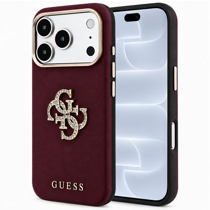 Tok Apple iPhone 18 Pro / 17 Pro-hoz, Guess, Smooth Big Strass Logo, Bordó