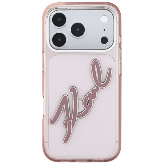 Tok Apple iPhone 18 Pro / 17 Pro-hoz, Karl Lagerfeld, IML Nagy Aláírás Gyanta Logó és Fém Keret, Rózsaszín