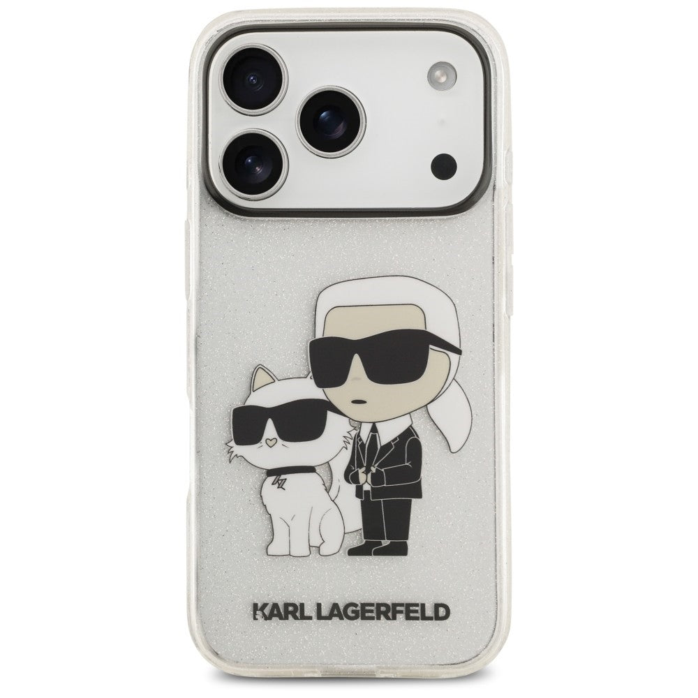 Case for Apple iPhone 18 Pro / 17 Pro, Karl Lagerfeld, IML Glitter Karl and Choupette NFT, Transparent