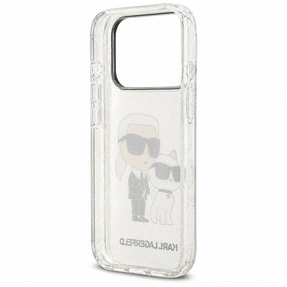 Case for Apple iPhone 18 Pro / 17 Pro, Karl Lagerfeld, IML Glitter Karl and Choupette NFT, Transparent
