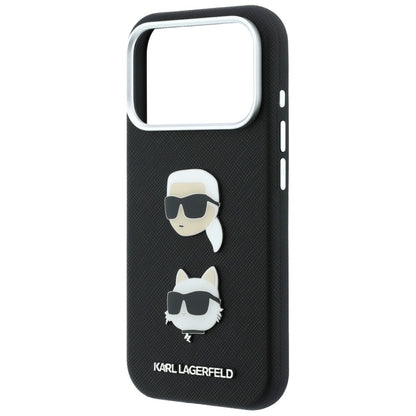 Case for Apple iPhone 18 Pro / 17 Pro, Karl Lagerfeld, Saffiano Crossbody Karl & Choupette Head's Pins Logo, Black
