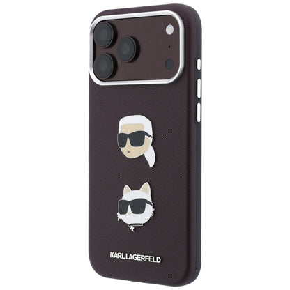 Tok Apple iPhone 18 Pro / 17 Pro készülékhez, Karl Lagerfeld, Saffiano Crossbody Karl & Choupette Head's Pins Logo, bordó