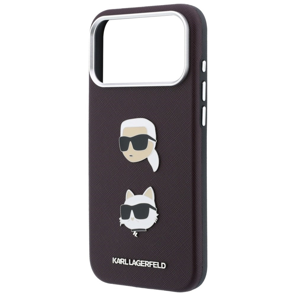 Tok Apple iPhone 18 Pro / 17 Pro készülékhez, Karl Lagerfeld, Saffiano Crossbody Karl & Choupette Head's Pins Logo, bordó