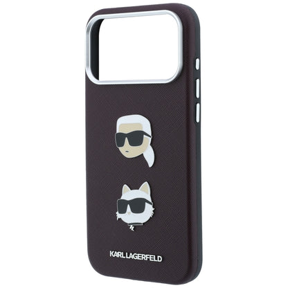 Tok Apple iPhone 18 Pro / 17 Pro-hoz, Karl Lagerfeld, Saffiano Karl & Choupette fejjel és logóval, bordó