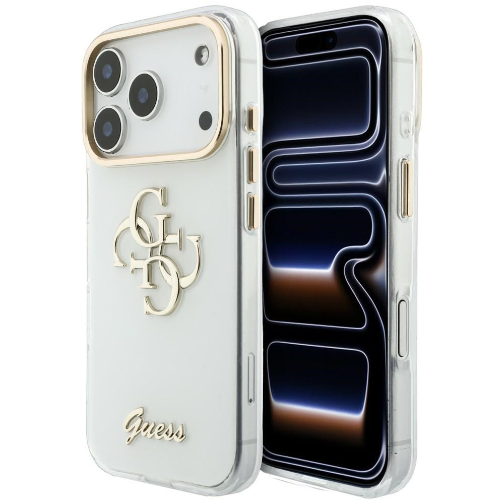 Tok Apple iPhone 18 Pro-hoz, Guess, IML 4G Metal Script, Fehér