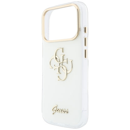 Tok Apple iPhone 18 Pro-hoz, Guess, IML 4G Metal Script, Fehér