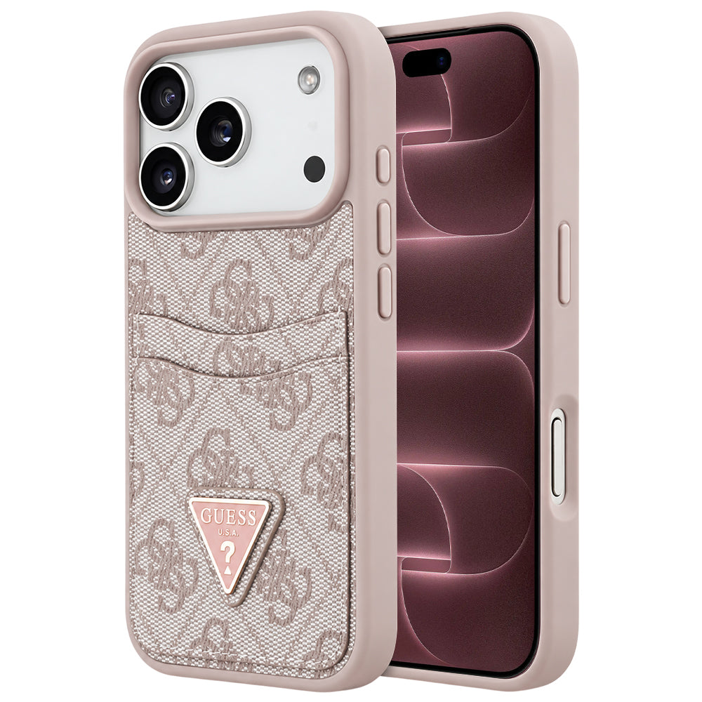 Tok Apple iPhone 18 Pro Max / 17 Pro Max készülékhez, Guess, 4G Double Card Triangle, rózsaszín
