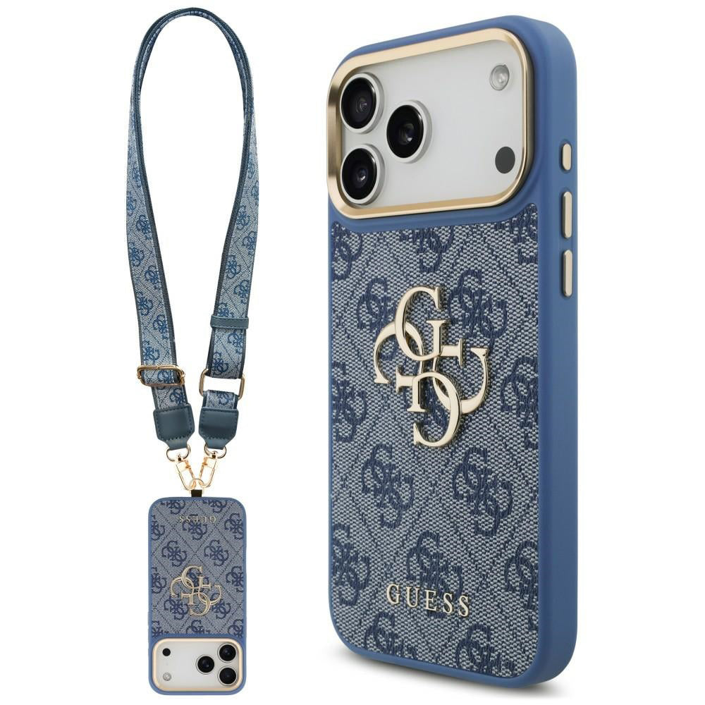 Tok Apple iPhone 18 Pro Max / 17 Pro Max készülékhez, Guess, Big 4G Classic Logo & Big Strap Metal Buttons, kék