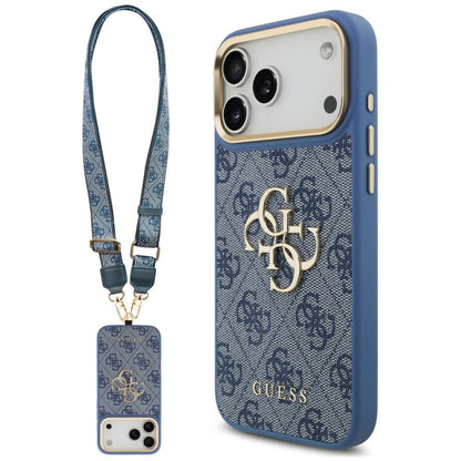 Tok Apple iPhone 18 Pro Max / 17 Pro Max készülékhez, Guess, Big 4G Classic Logo & Big Strap Metal Buttons, kék