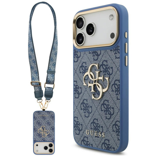 Tok Apple iPhone 18 Pro Max / 17 Pro Max készülékhez, Guess, Big 4G Classic Logo & Big Strap Metal Buttons, kék