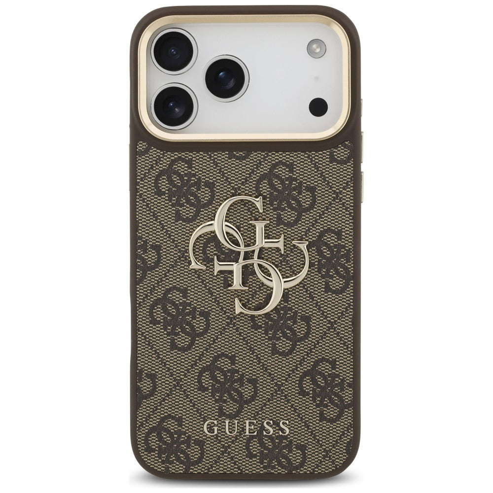 Case for Apple iPhone 18 Pro Max / 17 Pro Max, Guess, Big 4G Classic Logo & Big Strap Metal Buttons, Brown