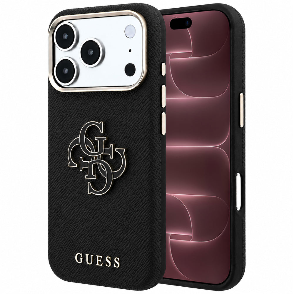 Tok Apple iPhone 18 Pro Max / 17 Pro Max, Guess, Grained Big Resin Logo, Fekete