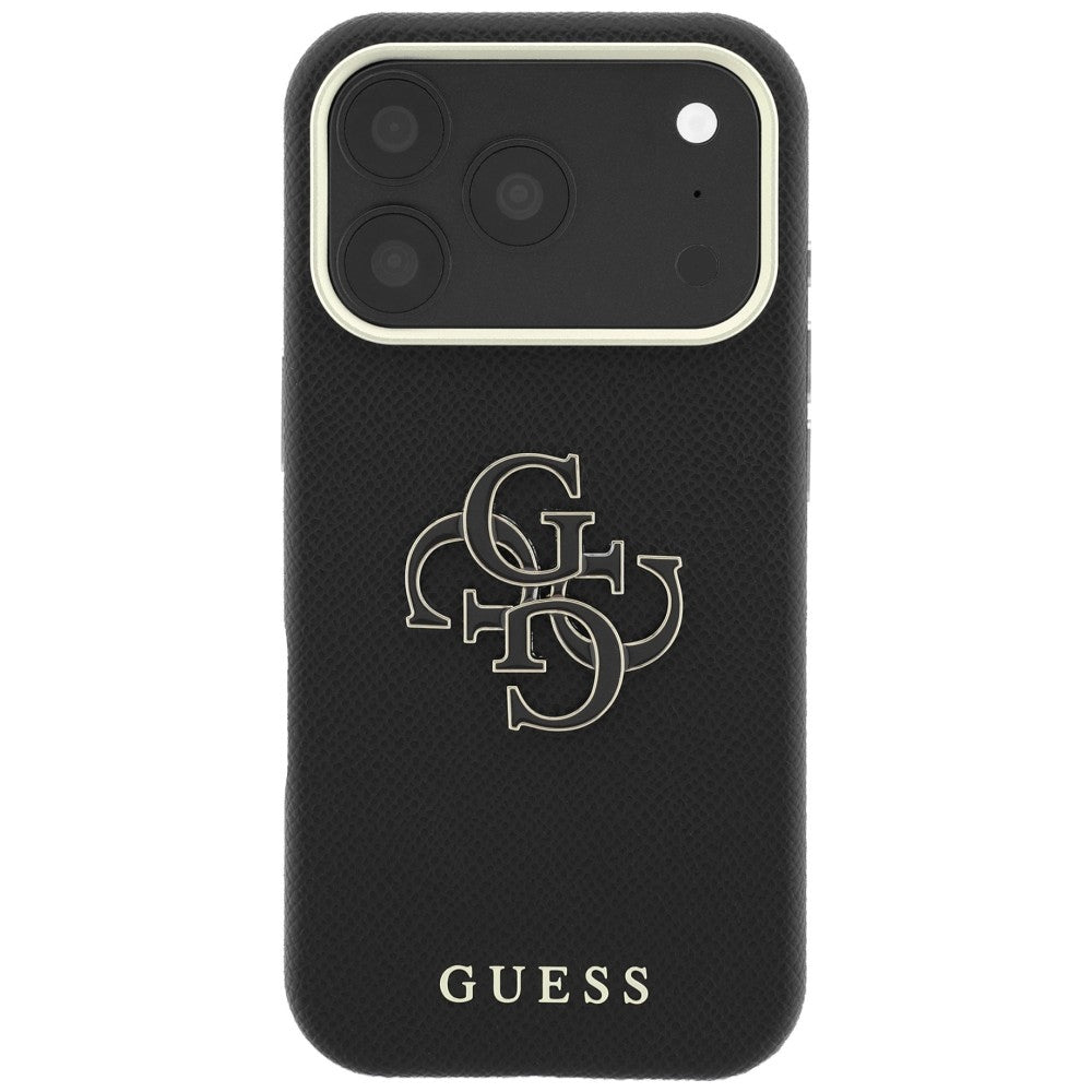 Tok Apple iPhone 18 Pro Max / 17 Pro Max, Guess, Grained Big Resin Logo, Fekete