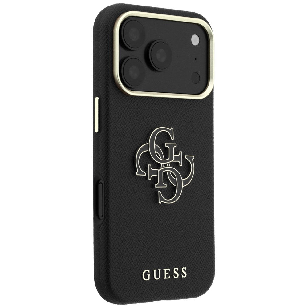 Tok Apple iPhone 18 Pro Max / 17 Pro Max, Guess, Grained Big Resin Logo, Fekete