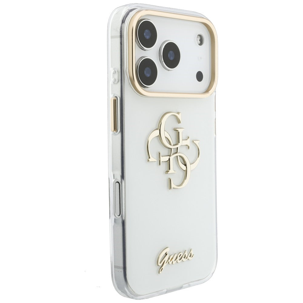 Case for Apple iPhone 18 Pro Max / 17 Pro Max, Guess, IML 4G Metal Script, White