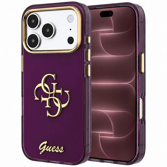 Case for Apple iPhone 18 Pro Max / 17 Pro Max, Guess, IML 4G Metal Script, Burgundy