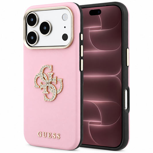 Tok Apple iPhone 18 Pro Max / 17 Pro Max készülékhez, Guess, Smooth Big Strass Logo, rózsaszín