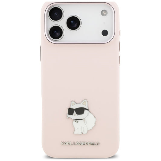 Tok Apple iPhone 18 Pro Max / 17 Pro Max készülékhez, Karl Lagerfeld, Choupette Metal Pin, rózsaszín