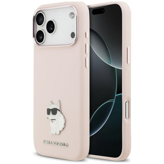 Tok Apple iPhone 18 Pro Max / 17 Pro Max készülékhez, Karl Lagerfeld, Choupette Metal Pin, rózsaszín