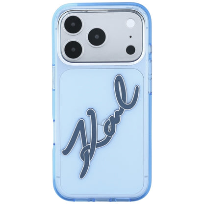 Tok Apple iPhone 18 Pro Max / 17 Pro Max készülékhez, Karl Lagerfeld, IML Big Signature gyanta logó fém keret, Kék