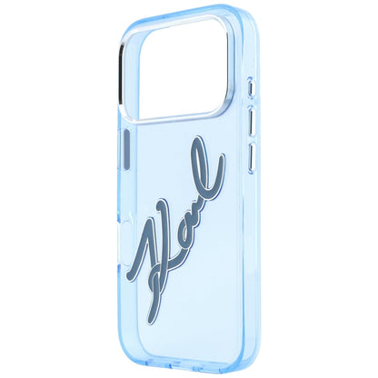 Tok Apple iPhone 18 Pro Max / 17 Pro Max készülékhez, Karl Lagerfeld, IML Big Signature gyanta logó fém keret, Kék